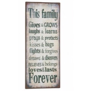Metal skilt 20x48cm This Family Gives And Grows... - Se flere Metal skilte